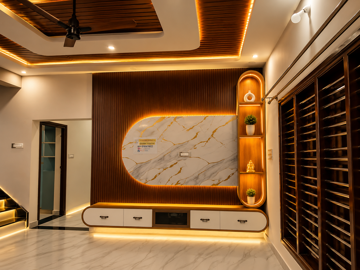 Elegant washbasin vanity with LED mirror